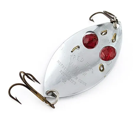 Vintage Hofschneider Red eye Junior, 1/2oz nickel/red eyes fishing spoon #22669
