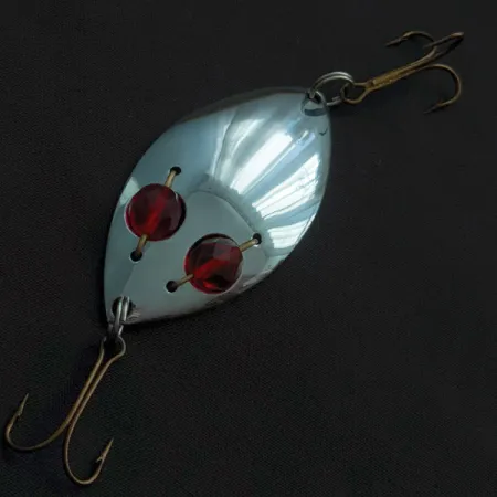 Vintage Hofschneider Red eye Junior, 1/2oz nickel/red eyes fishing spoon #22669