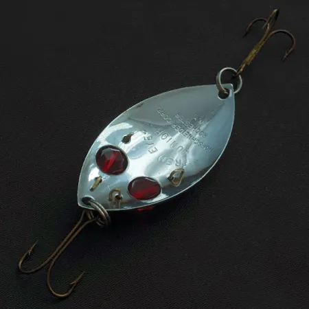 Vintage Hofschneider Red eye Junior, 1/2oz nickel/red eyes fishing spoon #22669