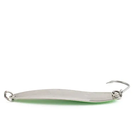 Vintage Luhr Jensen Coyote spoon Glow, 2/5oz nickel/white/green Glow - glows in the dark fishing spoon #22683