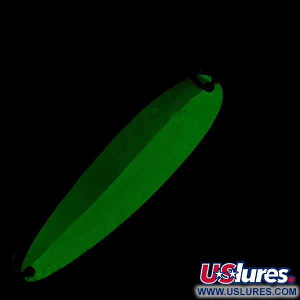 Vintage   Luhr Jensen Coyote spoon Glow, 2/5oz nickel/white/green Glow - glows in the dark fishing spoon #22683