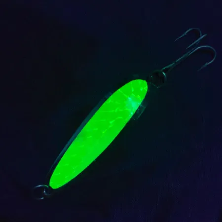 Vintage Luhr Jensen Krocodile #5, 3/4oz nickel/green fishing spoon #22688