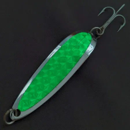 Vintage Luhr Jensen Krocodile #5, 3/4oz nickel/green fishing spoon #22688