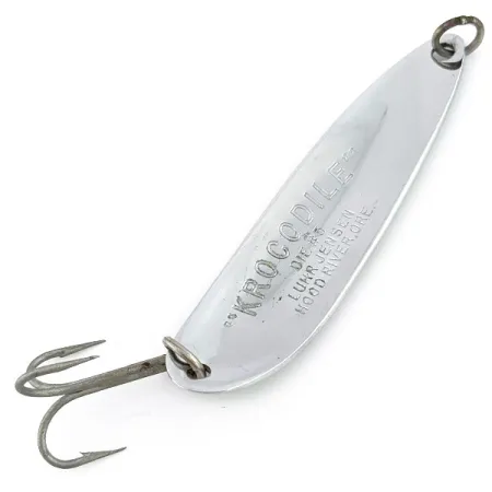 Vintage Luhr Jensen Krocodile #5, 3/4oz nickel/green fishing spoon #22688