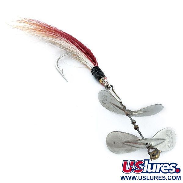 Vintage   Pflueger Tandem Spinner 1, 1/4oz nickel/red spinning lure #22705