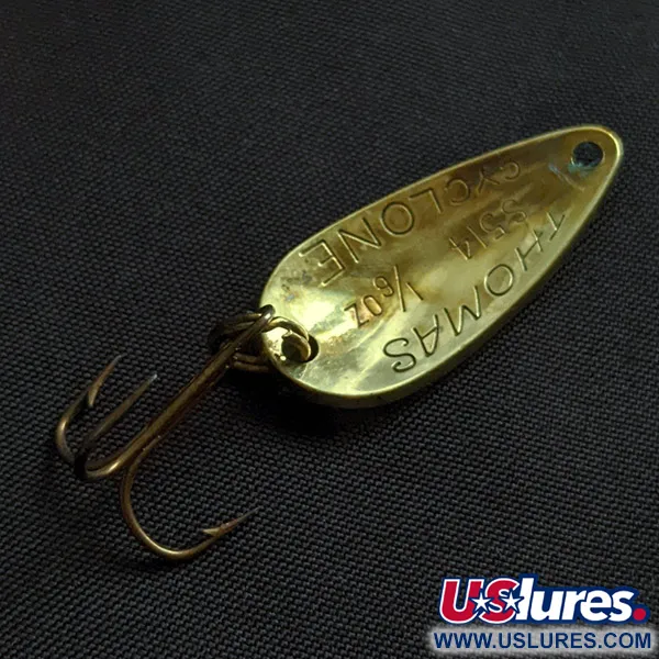 Vintage Thomas Cyclone, 1/8oz gold fishing spoon #22712