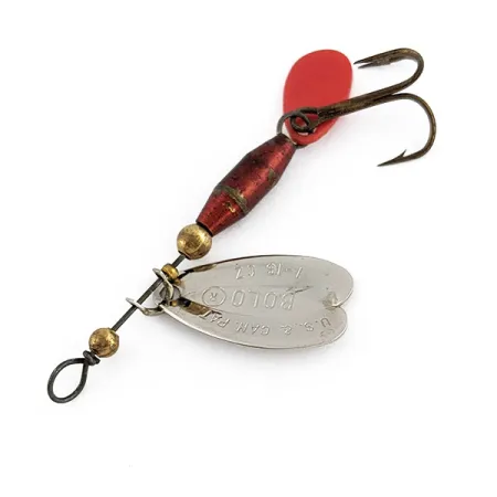 Vintage Les Davis Bolo, 3/32oz nickel/red spinning lure #22719