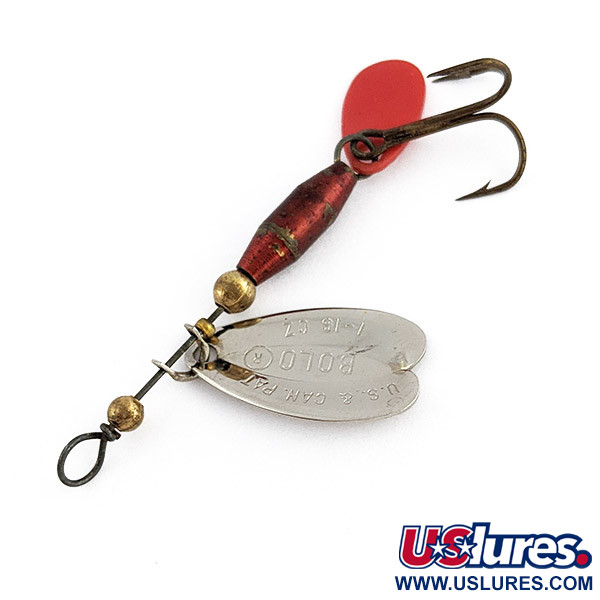 Vintage   Les Davis Bolo, 3/32oz nickel/red spinning lure #22719