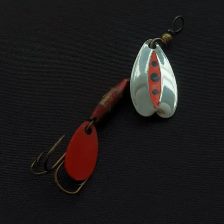 Vintage Les Davis Bolo, 3/32oz nickel/red spinning lure #22719