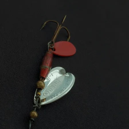 Vintage Les Davis Bolo, 3/32oz nickel/red spinning lure #22719