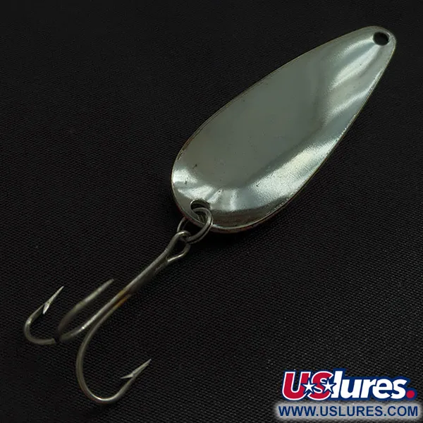 Vintage   Worth Chippewa, 1/3oz nickel/white/red fishing spoon #22736