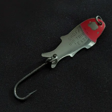 Vintage Shoff's Big Triple Teazer, 1/16oz nickel/red fishing spoon #22777