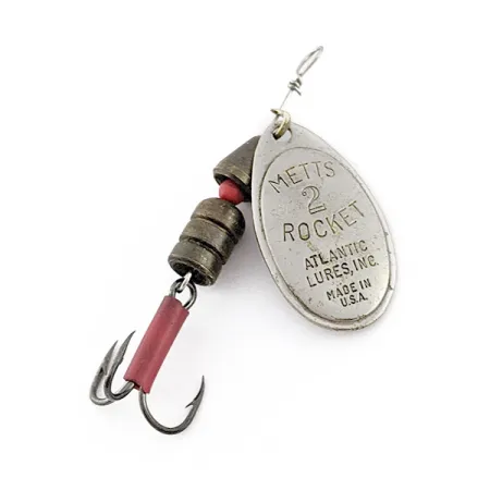 Vintage Atlantic Lures Metts 2 Rocket , 3/16oz nickel spinning lure #22778