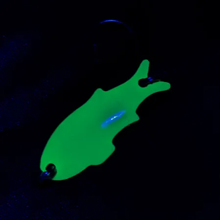 Vintage Shoff's Big Triple Teazer UV, 1/16oz white pearl/green UV fishing spoon #22782