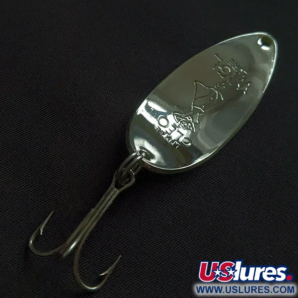 Vintage Seneca Little Cleo (Hula Girl) UV, 1/2oz nickel/red/yellow UV fishing spoon #22785