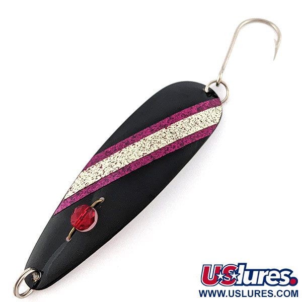 Vintage  Red Eye Lures Red Eye Evil Eye, 1/3oz black/white/red/glitter fishing spoon #22787