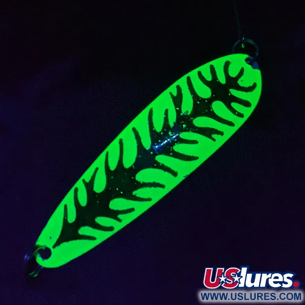Vintage   The Producers Hookster Totem #4 UV, 1/4oz white/yellow/green glitter UV fishing spoon #22788