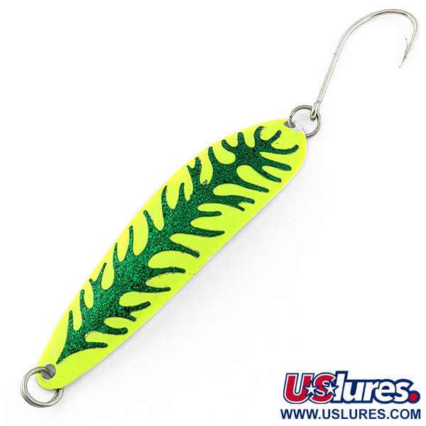 Vintage   The Producers Hookster Totem #4 UV, 1/4oz white/yellow/green glitter UV fishing spoon #22788