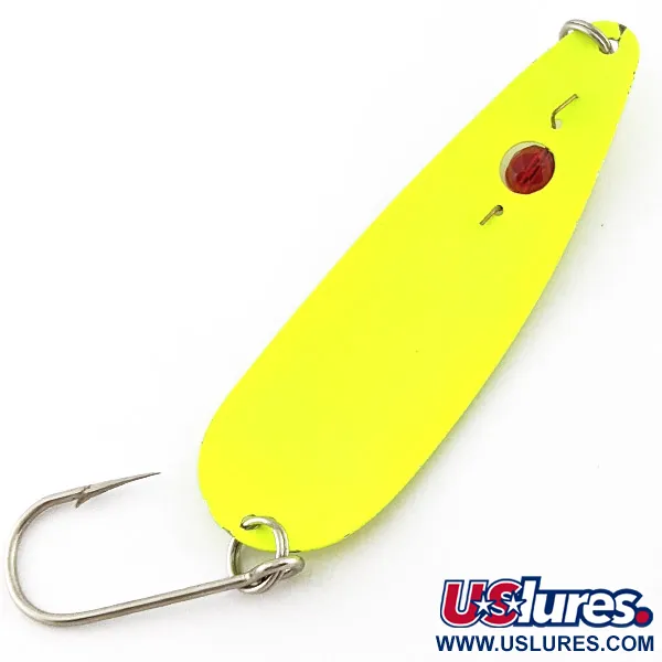 Vintage Red Eye Lures Red Eye Evil Eye, 1/3oz yellow/red eye UV fishing spoon #22800