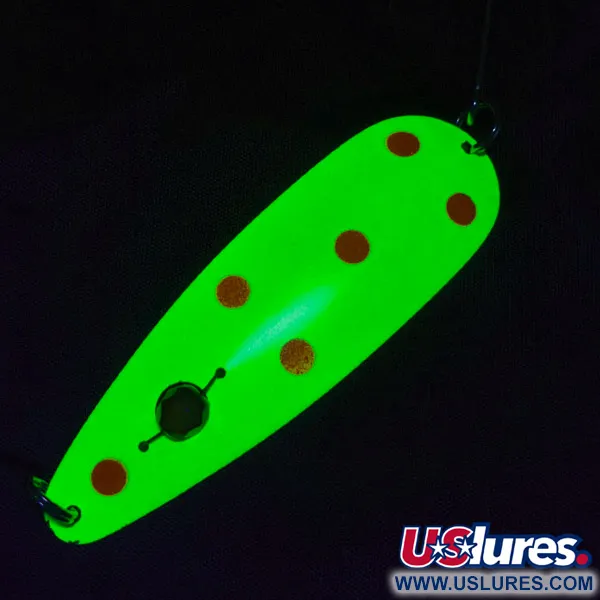 Vintage Red Eye Lures Red Eye Evil Eye, 1/3oz yellow/red eye UV fishing spoon #22800