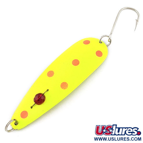 Vintage  Red Eye Lures Red Eye Evil Eye, 1/3oz yellow/red eye UV fishing spoon #22800