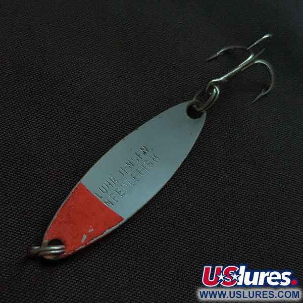 Vintage   Luhr Jensen Needlefish 1, 1/16oz white/red UV fishing spoon #22809