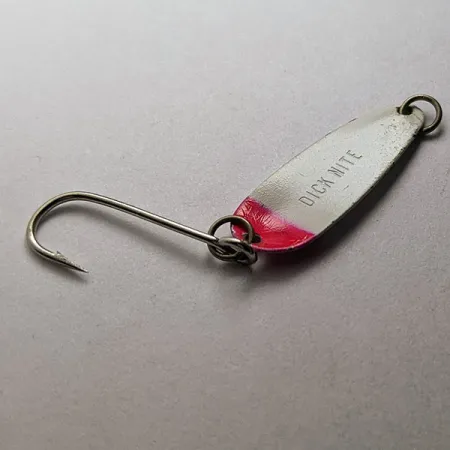 Vintage Dick Nite Spoons Dick Nite, 1/32oz white pearl/red UV fishing spoon #22811