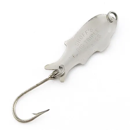 Vintage Shoff's Big Triple Teazer, 1/16oz nickel/green hologram fishing spoon #22812