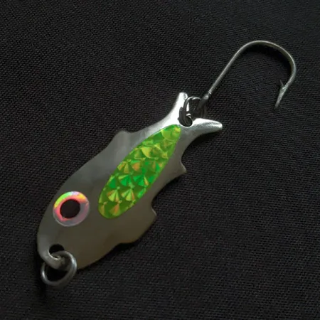 Vintage Shoff's Big Triple Teazer, 1/16oz nickel/green hologram fishing spoon #22812