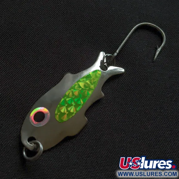 Vintage Shoff's Big Triple Teazer, 1/16oz nickel/green hologram fishing spoon #22812