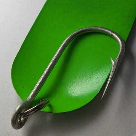 Vintage Red Eye Lures Red Eye Evil Eye, 2/3oz green/red eye UV fishing spoon #22829