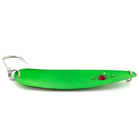 Vintage Red Eye Lures Red Eye Evil Eye, 2/3oz green/red eye UV fishing spoon #22829