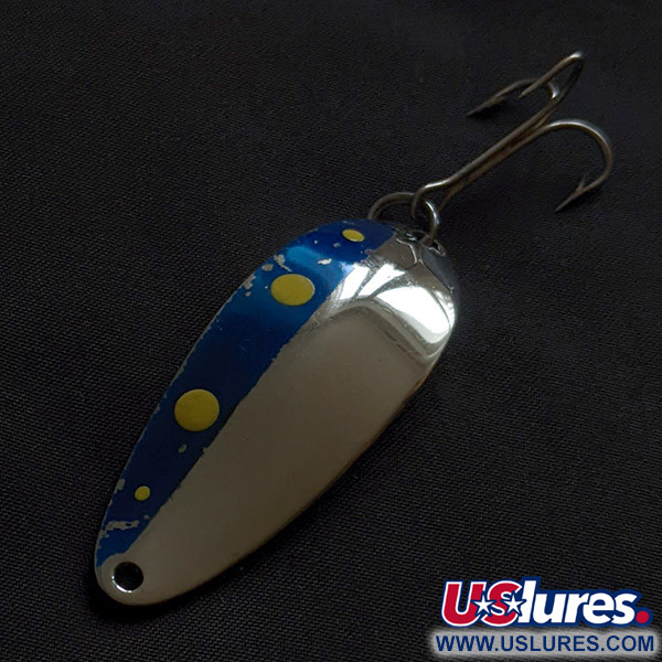 Vintage  Glen Evans Glen L Evans Shag Spoon, 1/2oz nickel/blue fishing spoon #22830