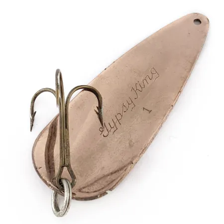 Vintage Weller Gypsy King 1, 3/5oz red/white/copper fishing spoon #22831