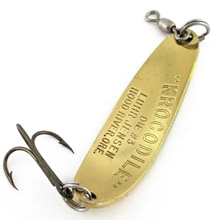 Vintage Luhr Jensen Krocodile #3, 1/3oz brass/red/yellow UV fishing spoon #22832