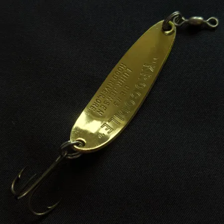 Vintage Luhr Jensen Krocodile #3, 1/3oz brass/red/yellow UV fishing spoon #22832