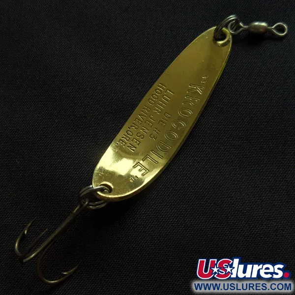 Vintage Luhr Jensen Krocodile #3, 1/3oz brass/red/yellow UV fishing spoon #22832