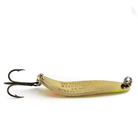 Vintage Luhr Jensen Krocodile #3, 1/3oz brass/red/yellow UV fishing spoon #22832