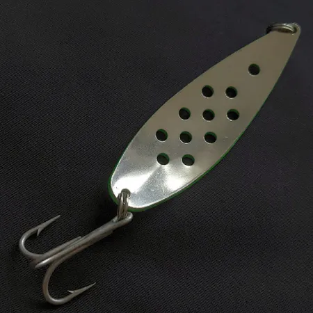 Vintage Tiki Sonic Vibrations Lures, 3/5oz green/white fishing spoon #22837