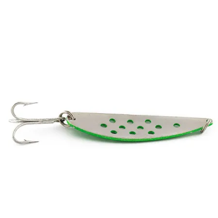 Vintage Tiki Sonic Vibrations Lures, 3/5oz green/white fishing spoon #22837