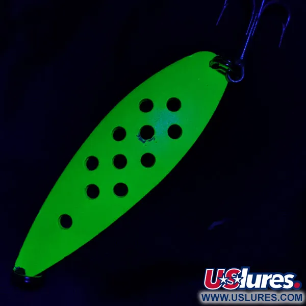 Vintage Tiki Sonic Vibrations Lures, 3/5oz green/white fishing spoon #22837