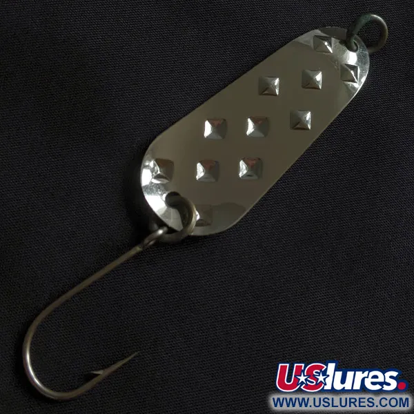 Vintage Luhr Jensen Alpena Diamond, 1/4oz nickel/green fishing spoon #22840
