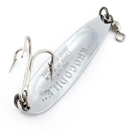 Vintage Luhr Jensen Krocodile #4, 3/5oz nickel fishing spoon #22841