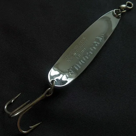 Vintage Luhr Jensen Krocodile #4, 3/5oz nickel fishing spoon #22841