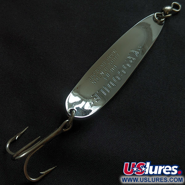 Vintage  Luhr Jensen Krocodile #4, 3/5oz nickel fishing spoon #22841