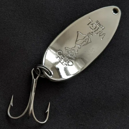 Vintage Seneca Little Cleo (Hula Girl) UV, 1/2oz nickel/yellow/orange fishing spoon #22848