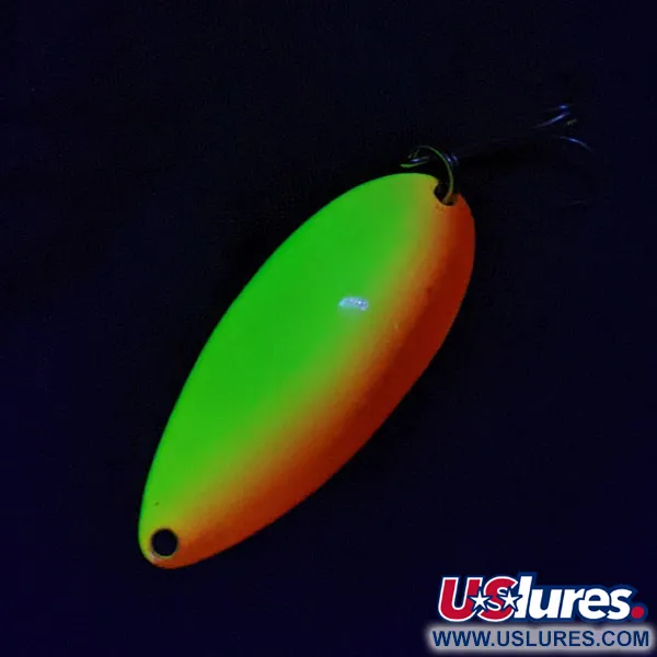 Vintage Seneca Little Cleo (Hula Girl) UV, 1/2oz nickel/yellow/orange fishing spoon #22848