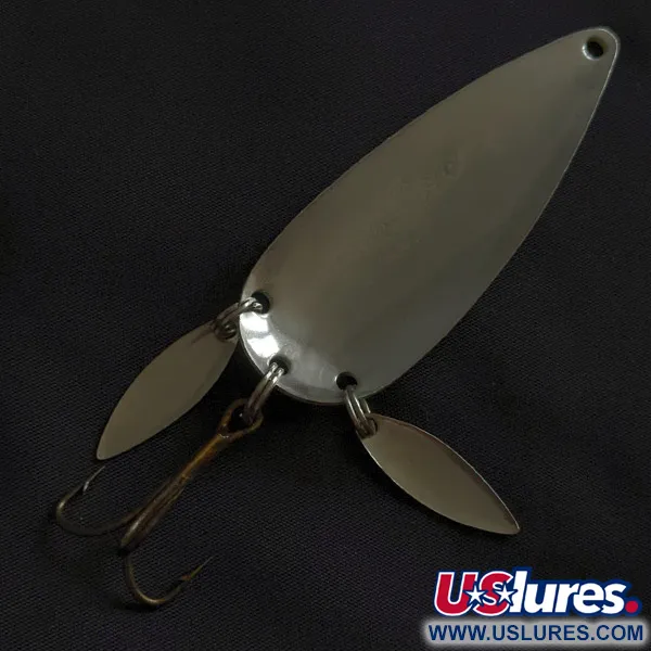 Vintage Luhr Jensen Rattlesnake, 3/5oz nickel/yellow/red/black fishing spoon #22856