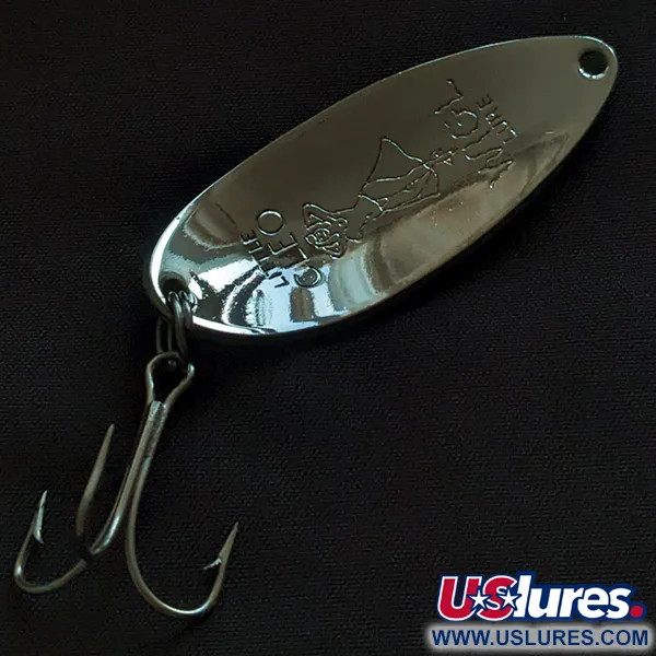 Vintage  Seneca Little Cleo (Hula Girl) UV, 1/2oz nickel/yellow/green fishing spoon #22862