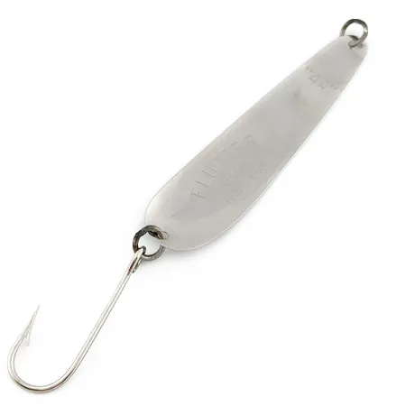 Vintage Luhr Jensen Flutter Spoon 44 Glow, 1/8oz nickel/white/green Glow - glows in the dark fishing spoon #22875